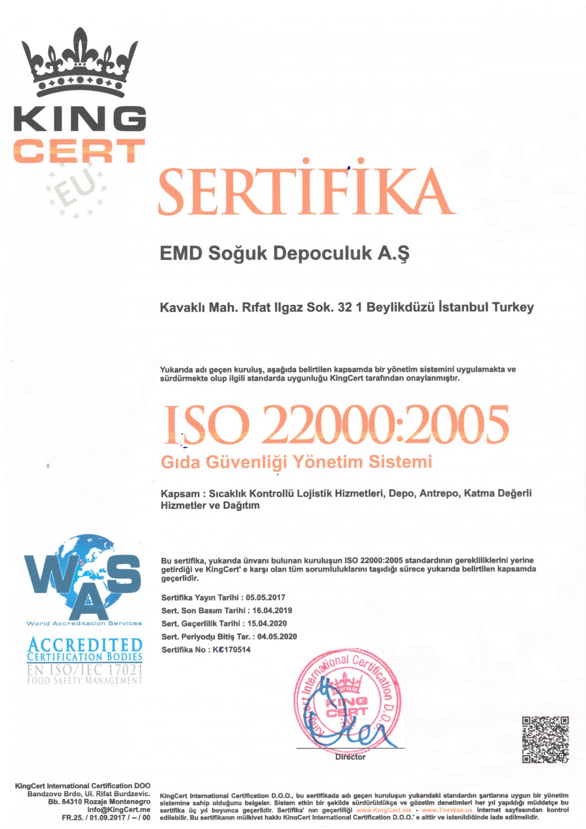 ISO 22000 Gıda Güvenliği Sertifikası